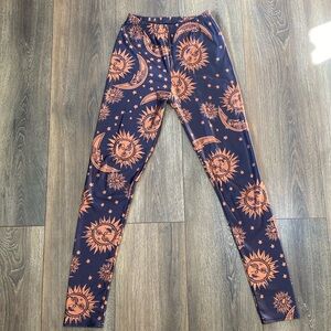 Sun and Moon Patterned Leggings- Women Sz XS